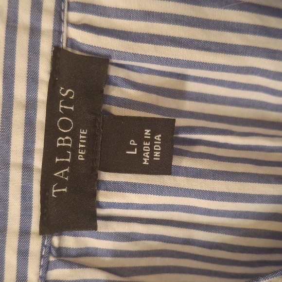 Talbots - Petite- Pinstripe Embroidery Blouse EUC - Picture 3 of 5